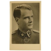 Postwar commemorative austrian postcard with SS Totenkopf serviceman Walter Reder